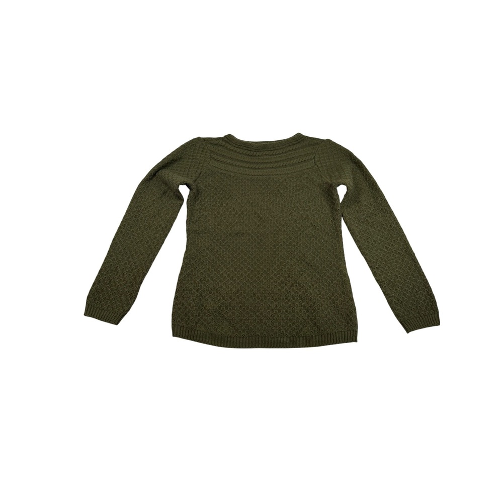 Croft & Barrow Olive Green Textured Mixed‎ Knit Crew Neck Sweater Womens Small